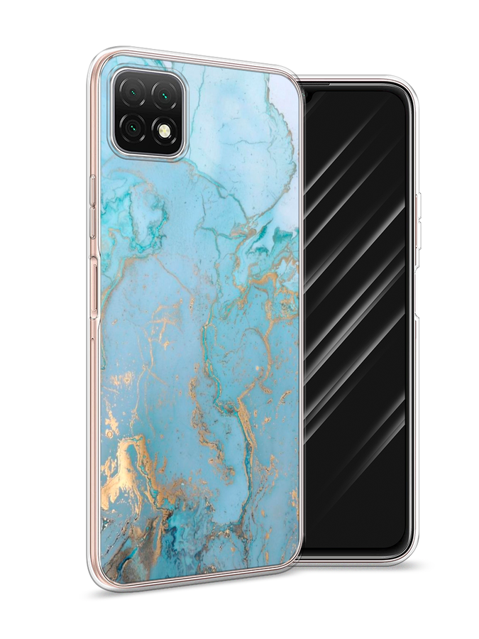 

Чехол Awog на Wiko T3 "Голубой мрамор рисунок", Голубой;золотистый