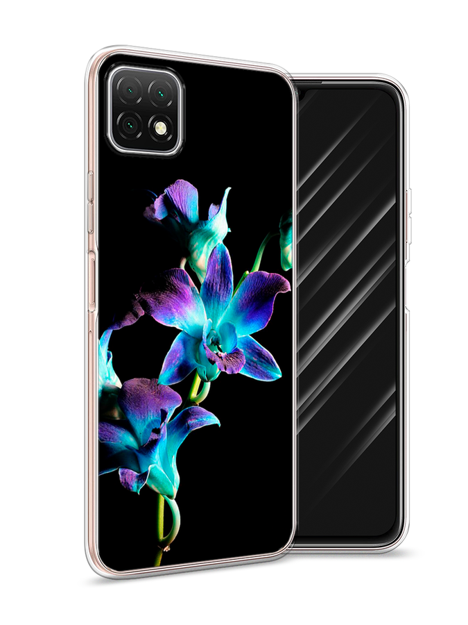 

Чехол Awog на Wiko T3 "Синий цветок на черном", Разноцветный