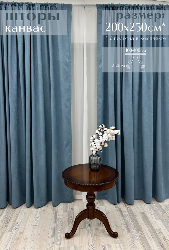 

Шторы Милкитекс канвас 250х100, 2 шт, сизый