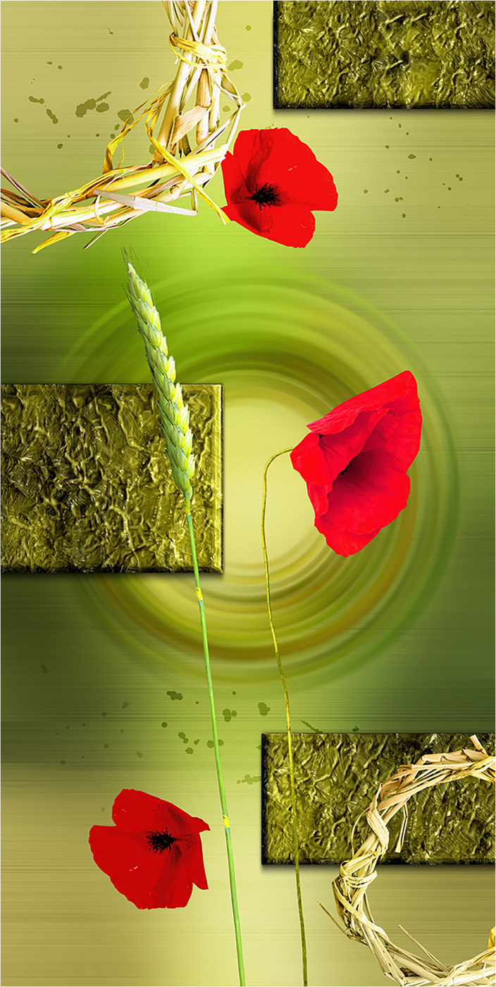 

Картина на холсте с подрамником ХитАрт Маки на зелёном фоне 60x119 см, 5391