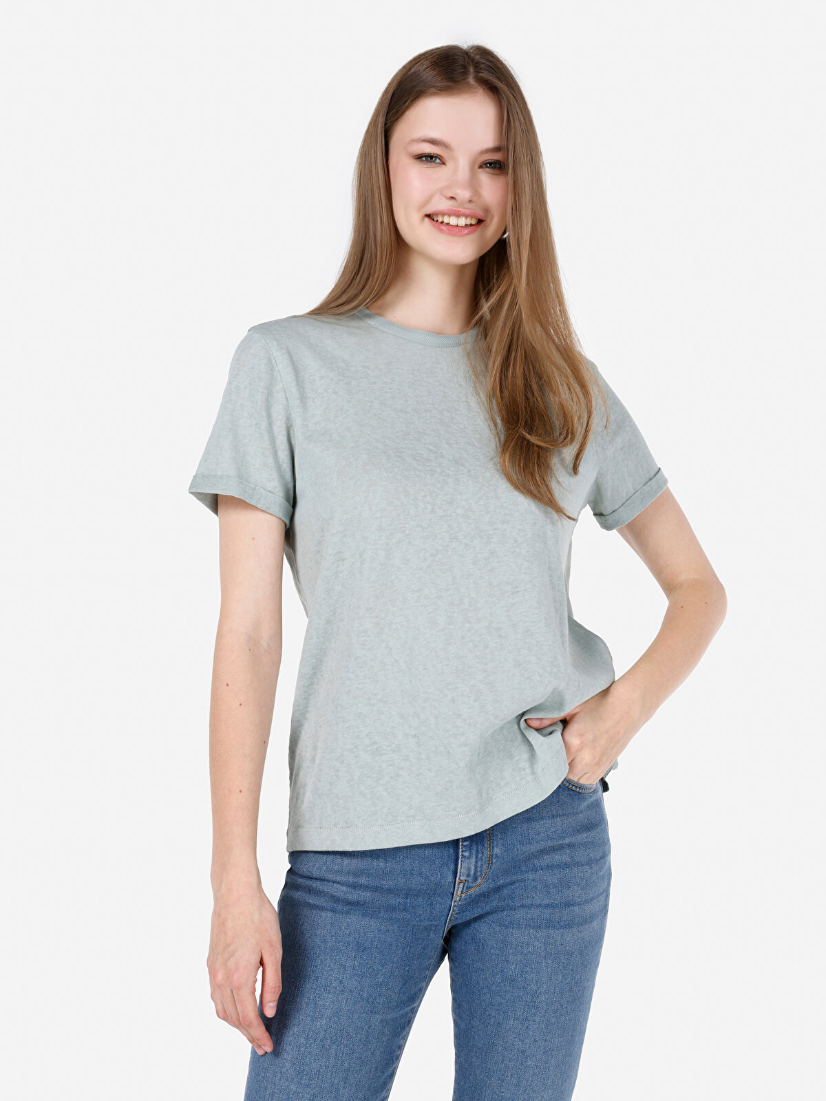 

Футболка женская Colin's CL1068563 зеленая M, Зеленый, CL1068563