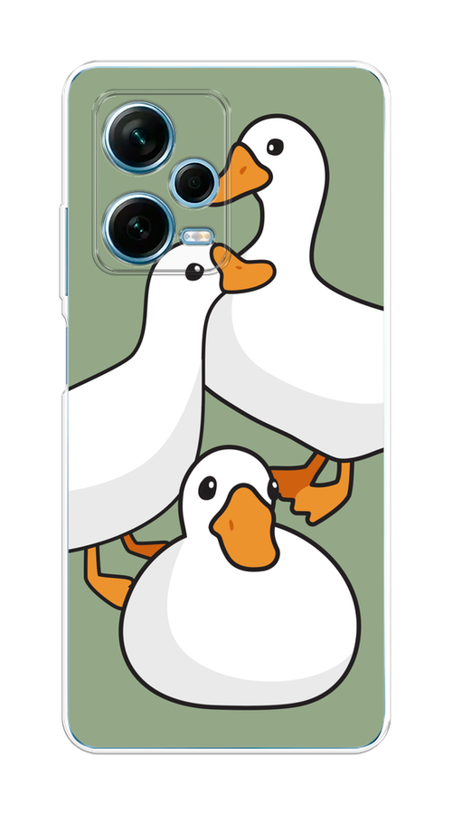 

Чехол на Redmi Note 12 Pro Plus "Утиное трио", Оранжевый;белый;серый, 317150-1