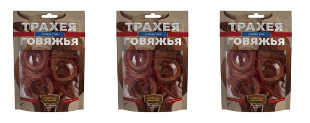 

Лакомство для собак Деревенские лакомства Трахея говяжья с мясом утки, 3 уп