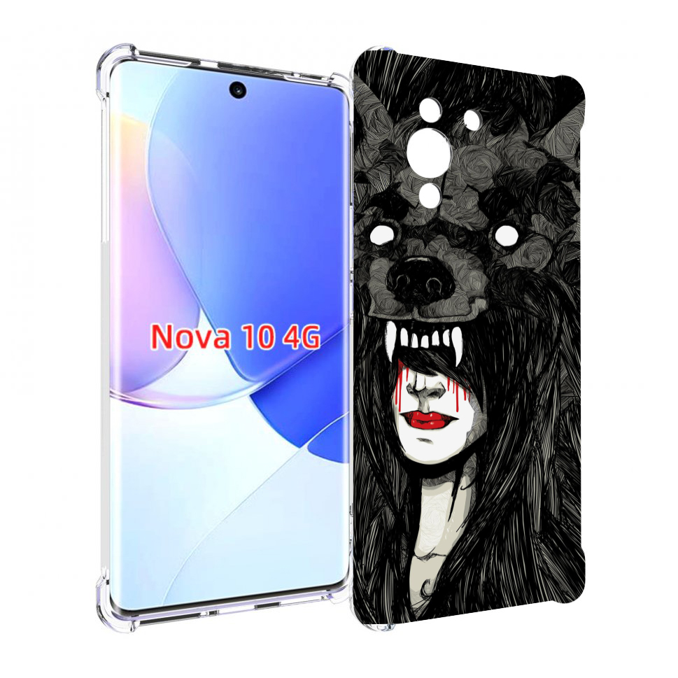 

Чехол MyPads девушка в шкуре волка женский для Huawei Nova 10, Прозрачный, Tocco