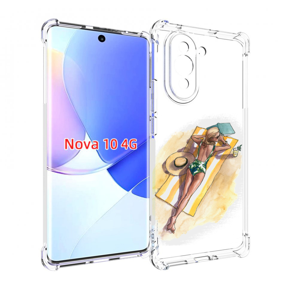 

Чехол MyPads девушка на пляже женский для Huawei Nova 10, Прозрачный, Tocco