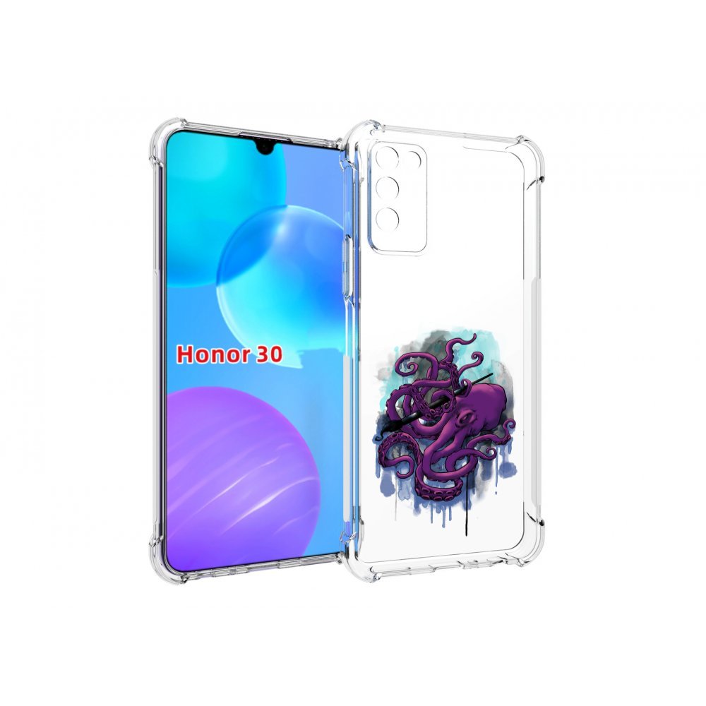 

Чехол MyPads фиолетовый осьминог для Huawei Honor 30 Lite, Tocco