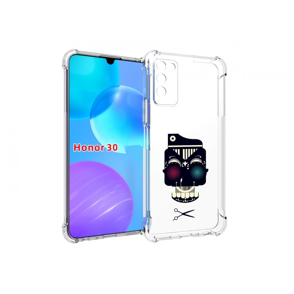 

Чехол MyPads черно белый скелет с яркими глазами для Huawei Honor 30 Lite, Tocco