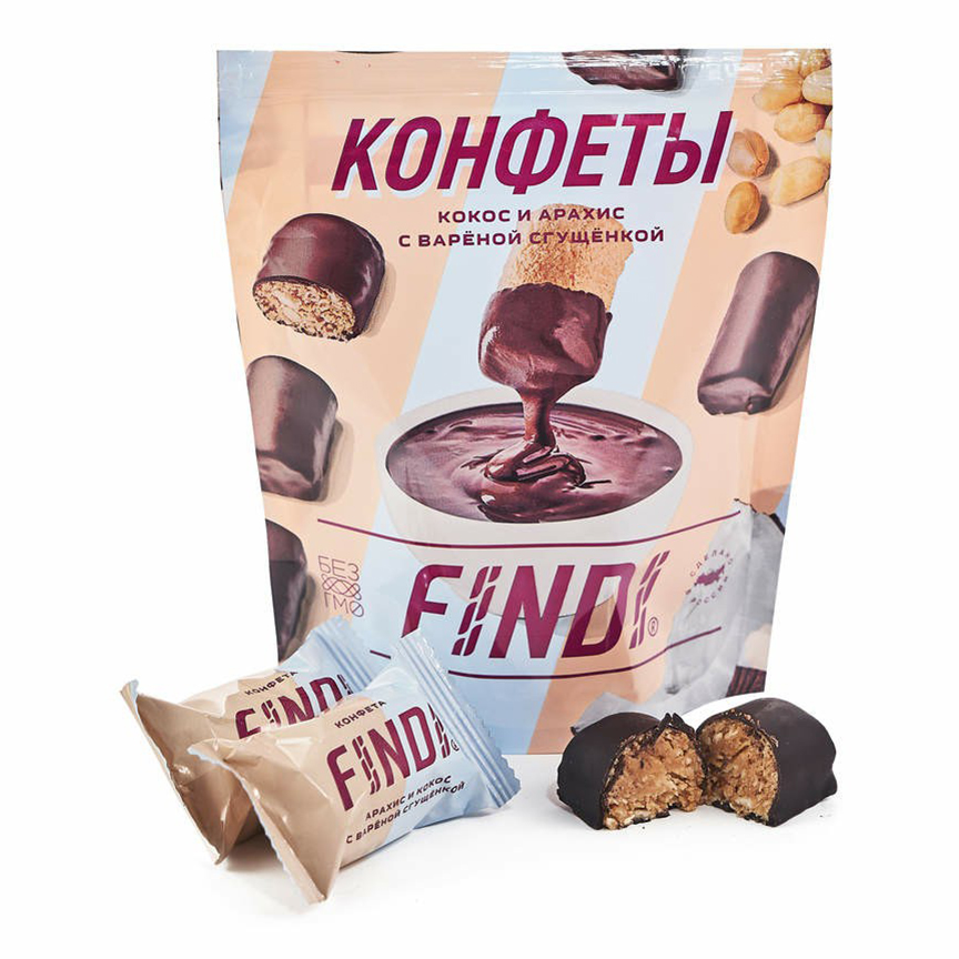 

Конфеты Findi кокос и арахис с вареной сгущенкой 150 г