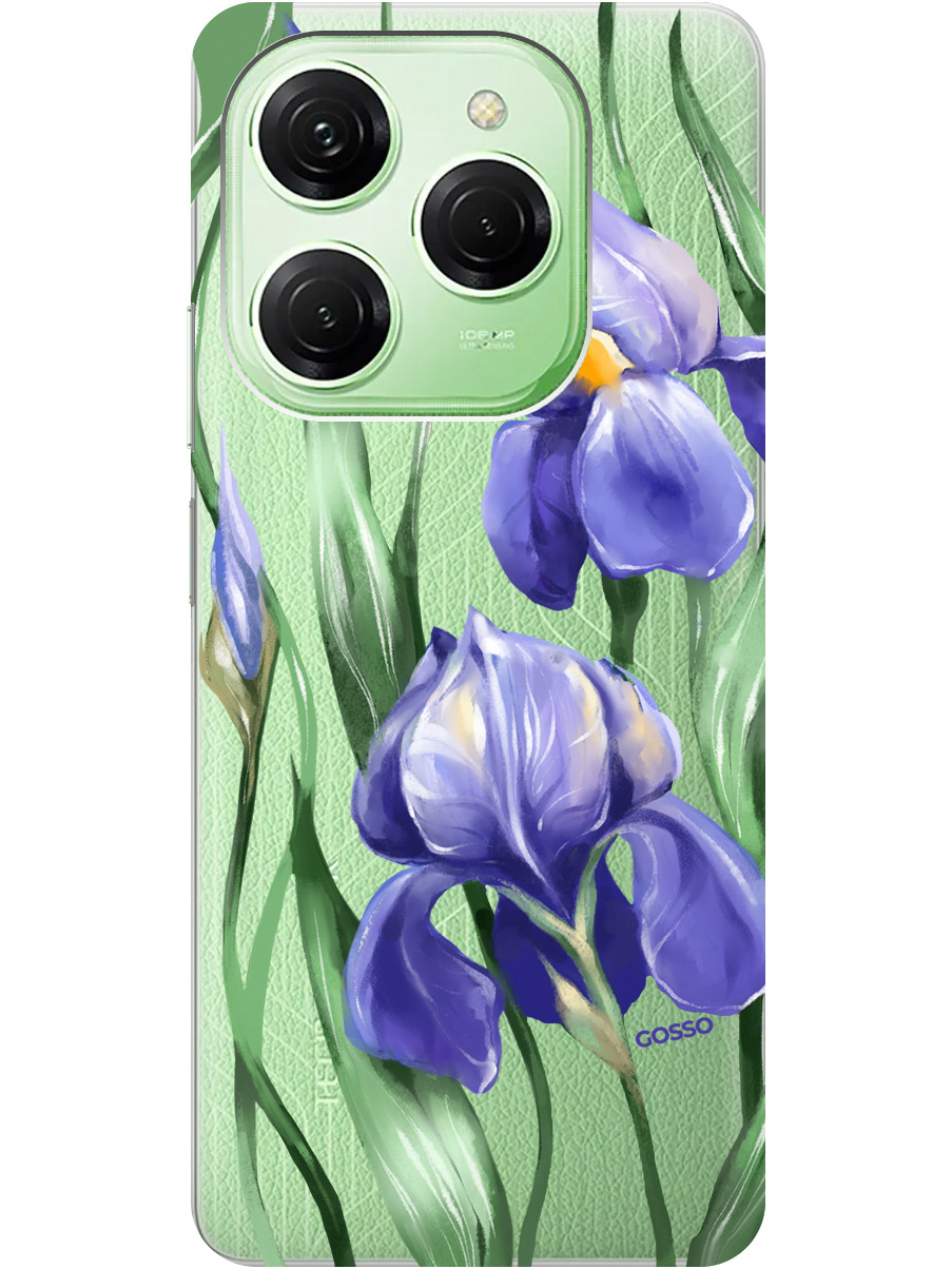 

Силиконовый чехол на Tecno Spark 20 Pro с рисунком "Amazing Irises" прозрачный, Прозрачный;белый;синий, 20011920