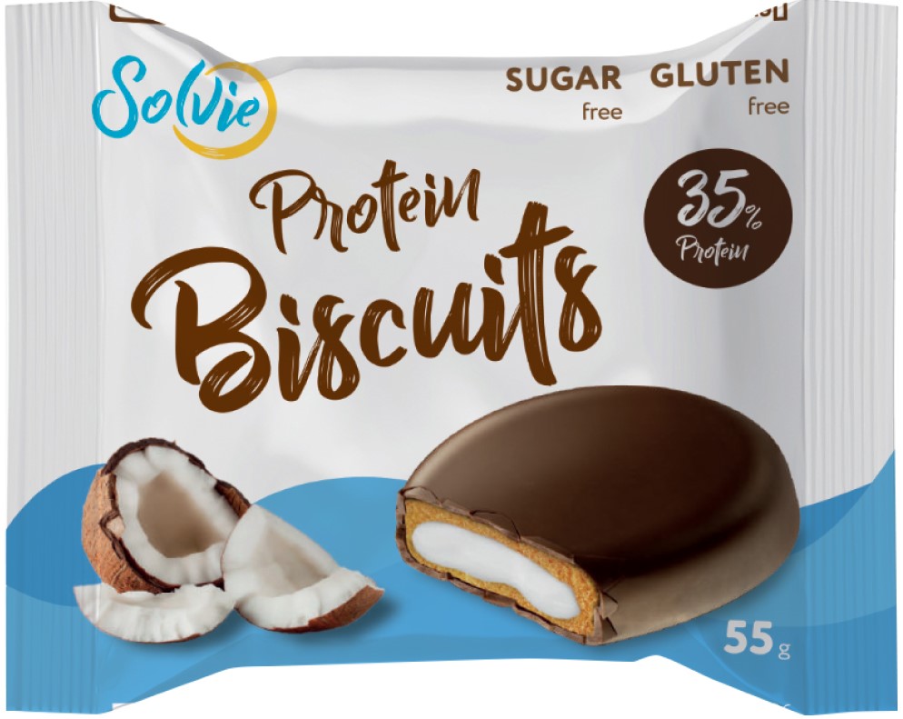 фото Печенье protein biscuits протеиновое с начинкой кокос глазированное 55 г