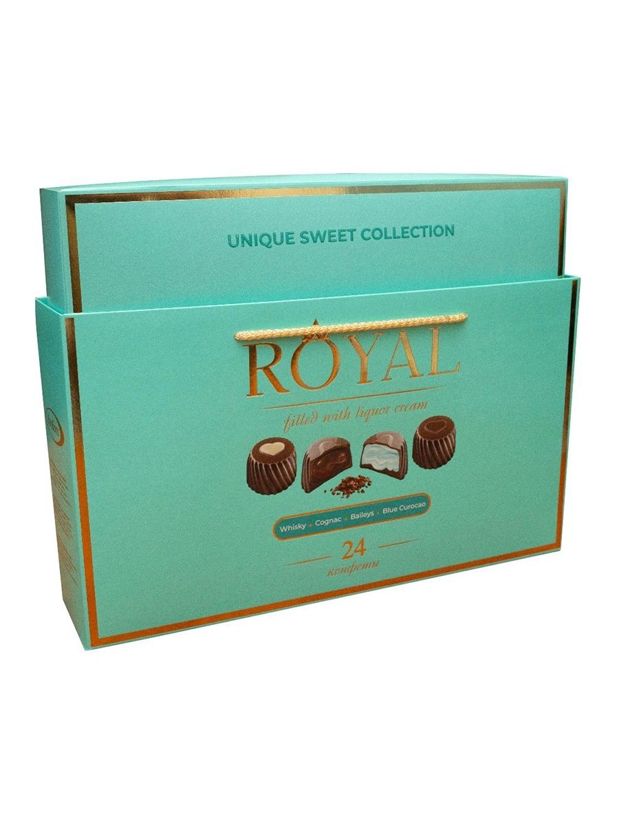 Конфеты шоколадные Royal Collection ассорти бирюзовые с сумочкой 370 г