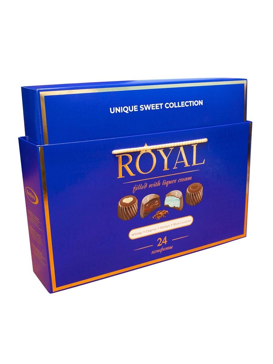 Конфеты шоколадные Royal Collection ассорти синие с сумочкой 370 г