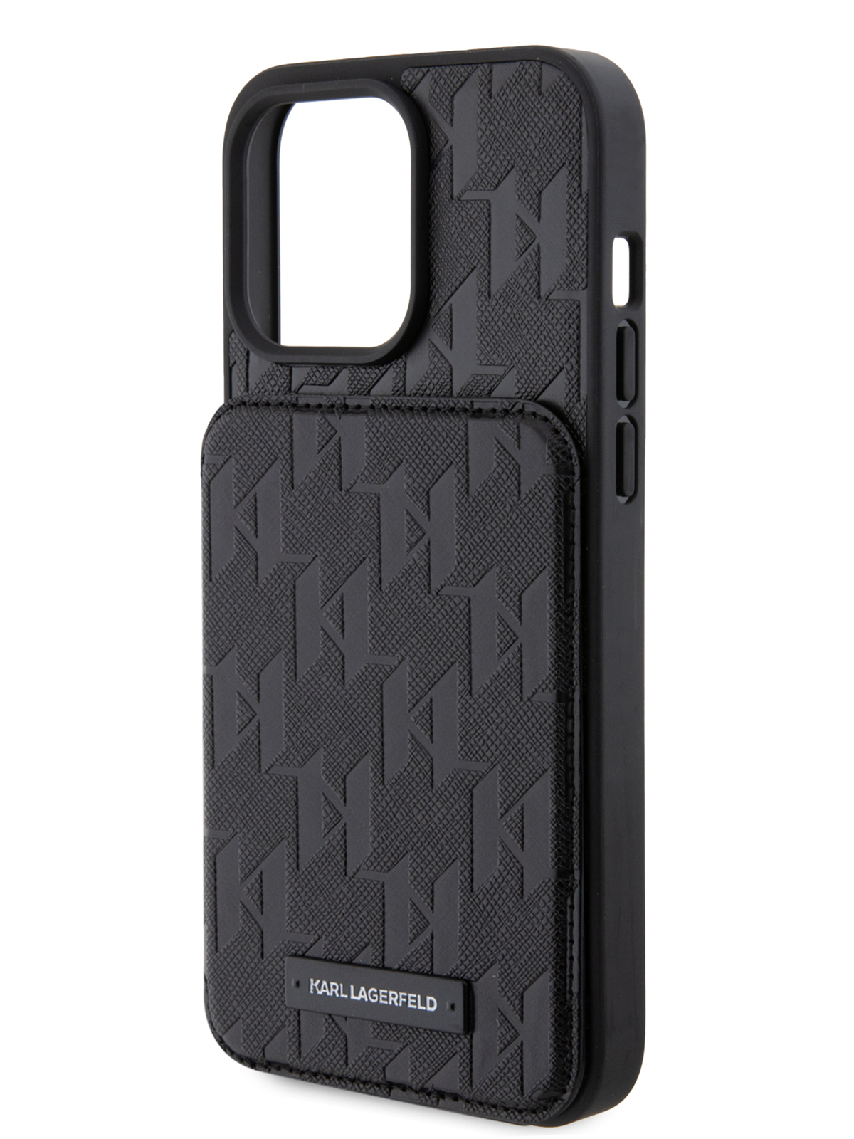 

Чехол Karl Lagerfeld для iPhone 14 Pro с подставкой Monogram Plate logo Hard Black, Черный