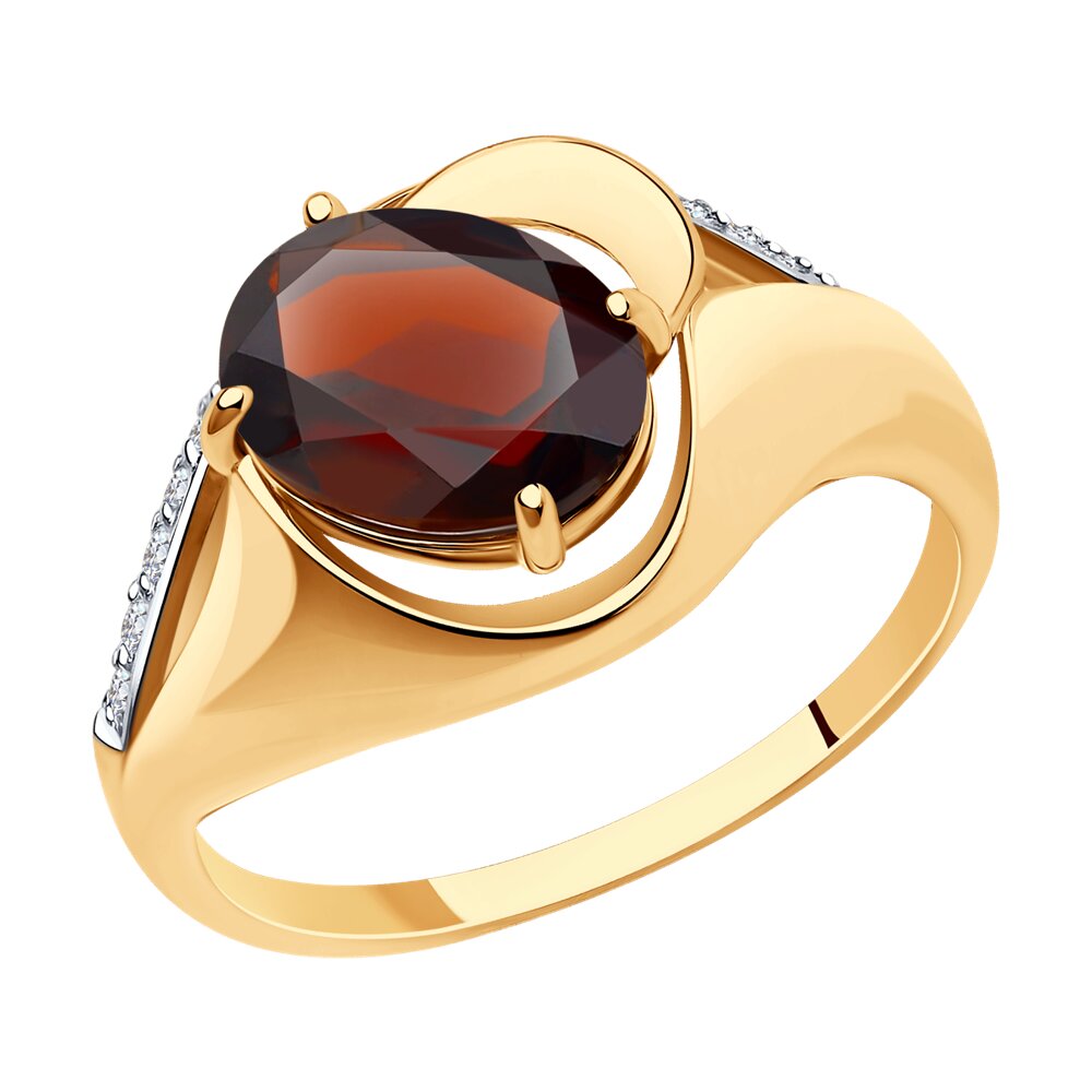 

Кольцо из красного золота р. , Diamant 51-310-00924-2, фианит/гранат, 51-310-00924-2