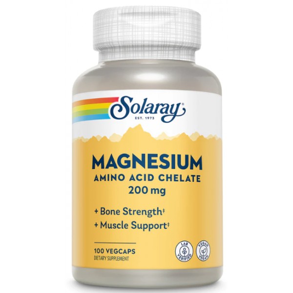 Solaray Magnesium, Amino Acid Chelate, 100ct 200mg