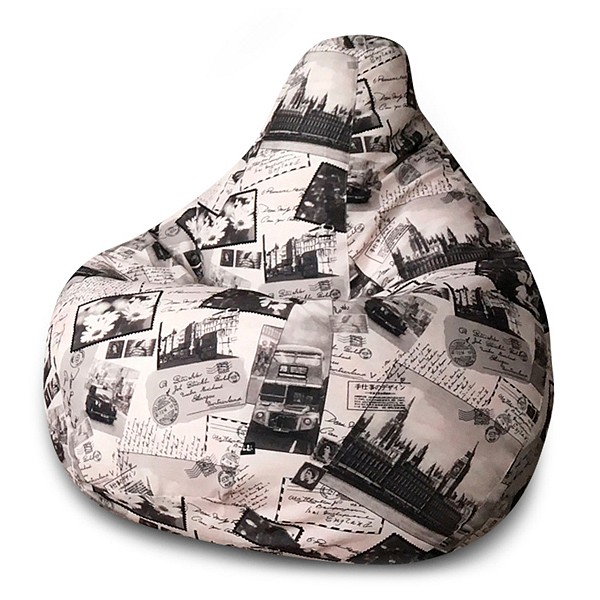 фото Кресло-мешок dreambag лондон жаккард l l, серый, черный, рисунок