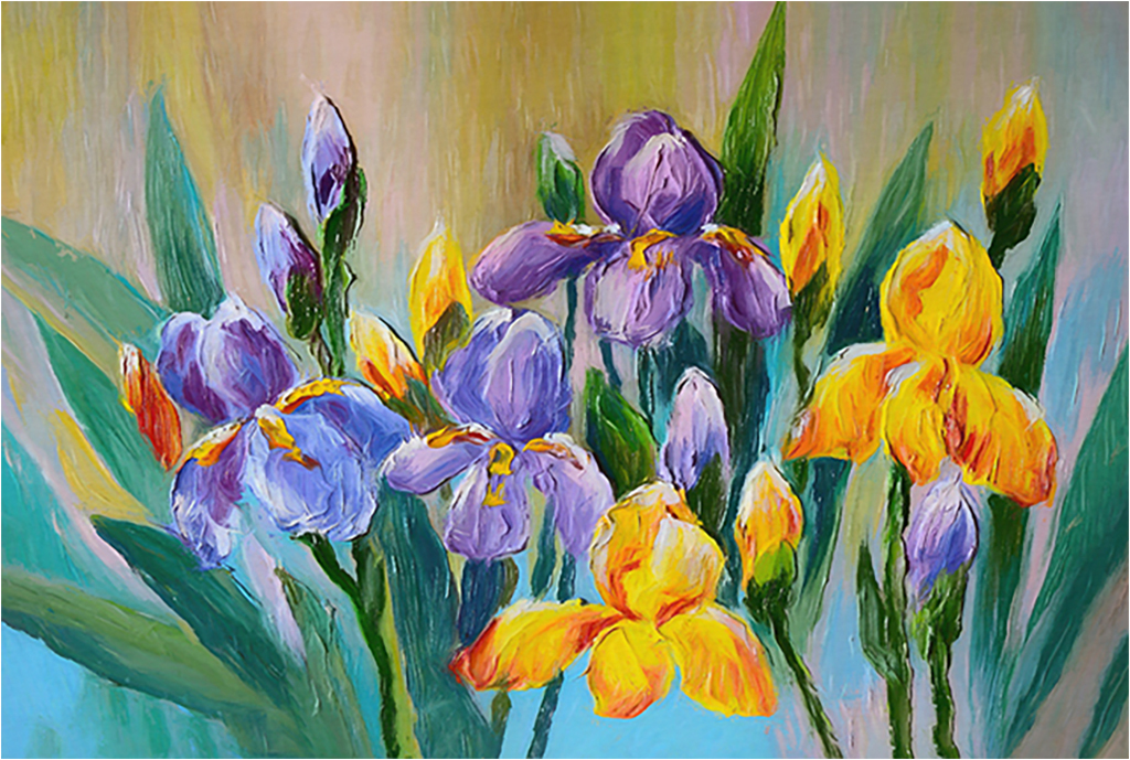 

Картина на холсте с подрамником ХитАрт Ирисы акварелью 100x67 см, 5417