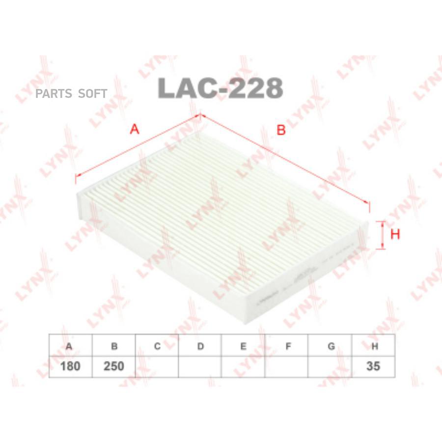 

LAC-228 фильтр воздушный салона L180, W250, H35 Renault, Dacia Lodgy/Dokker