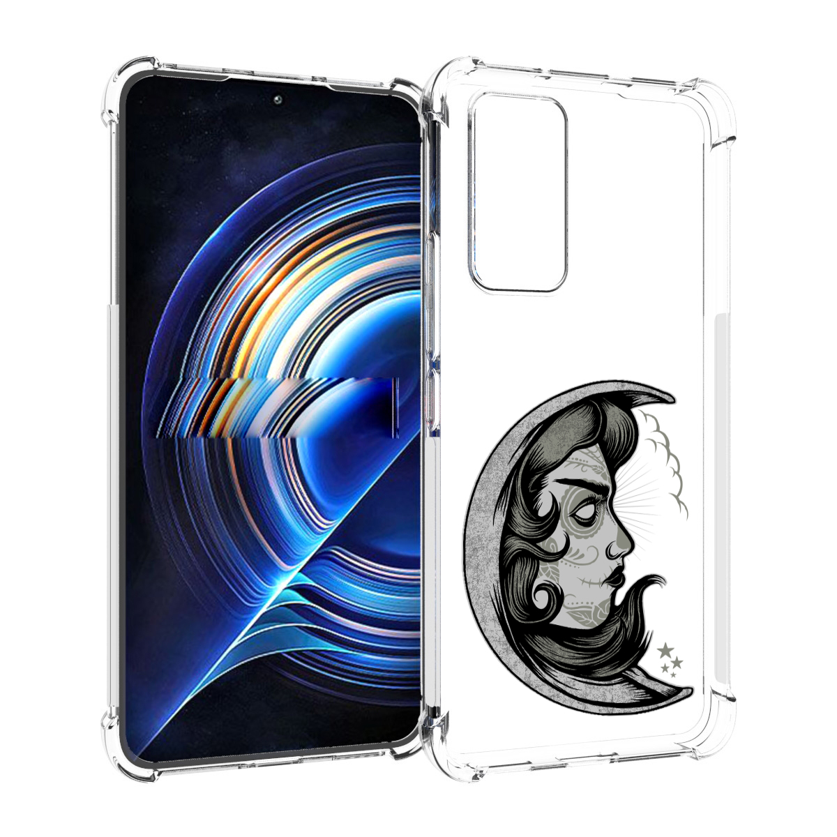 

Чехол MyPads черно белая луна с лицом для Tecno Camon 19 Neo, Прозрачный, Tocco