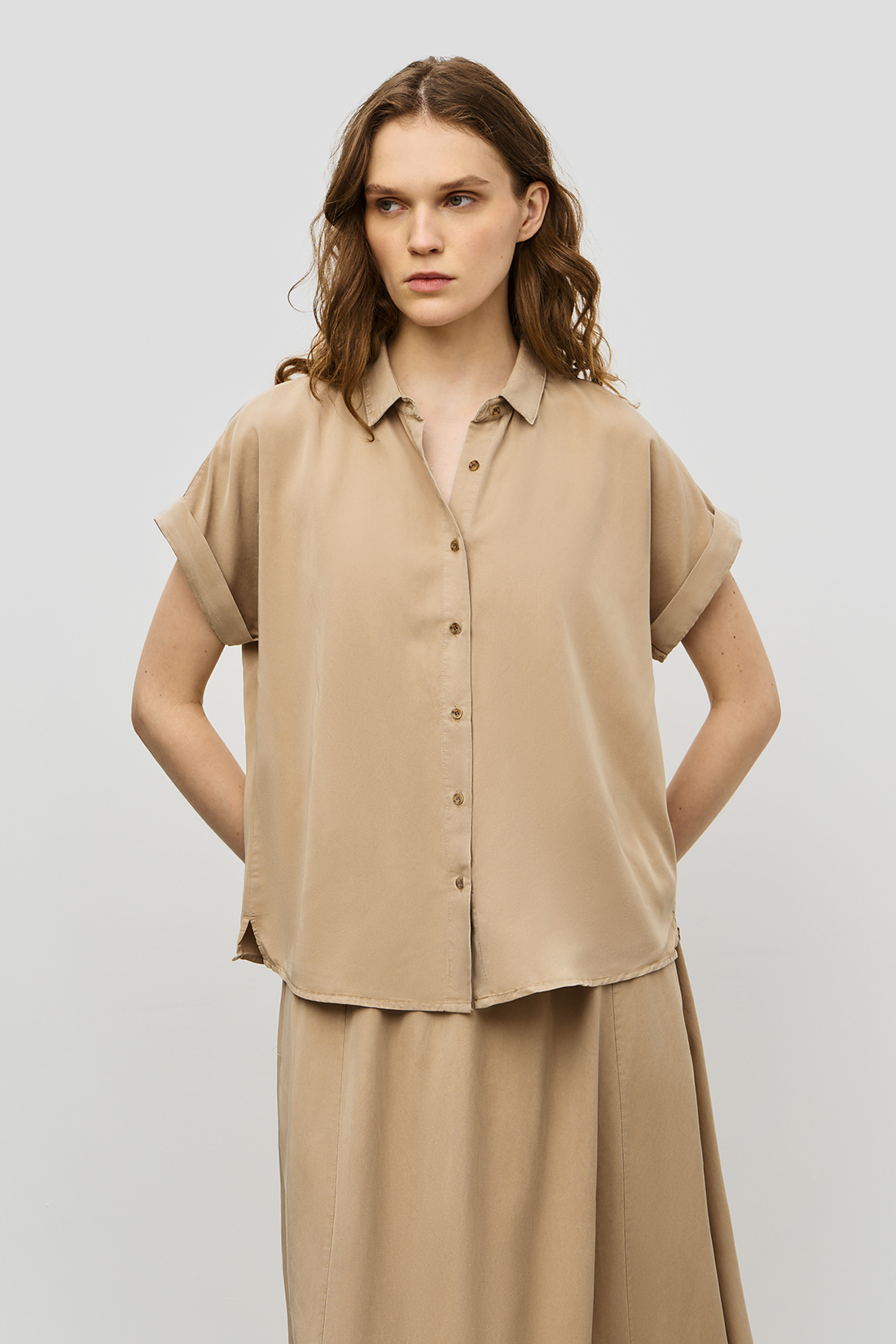 

Блуза женская Baon B1923045 бежевая 2XL, Бежевый, B1923045