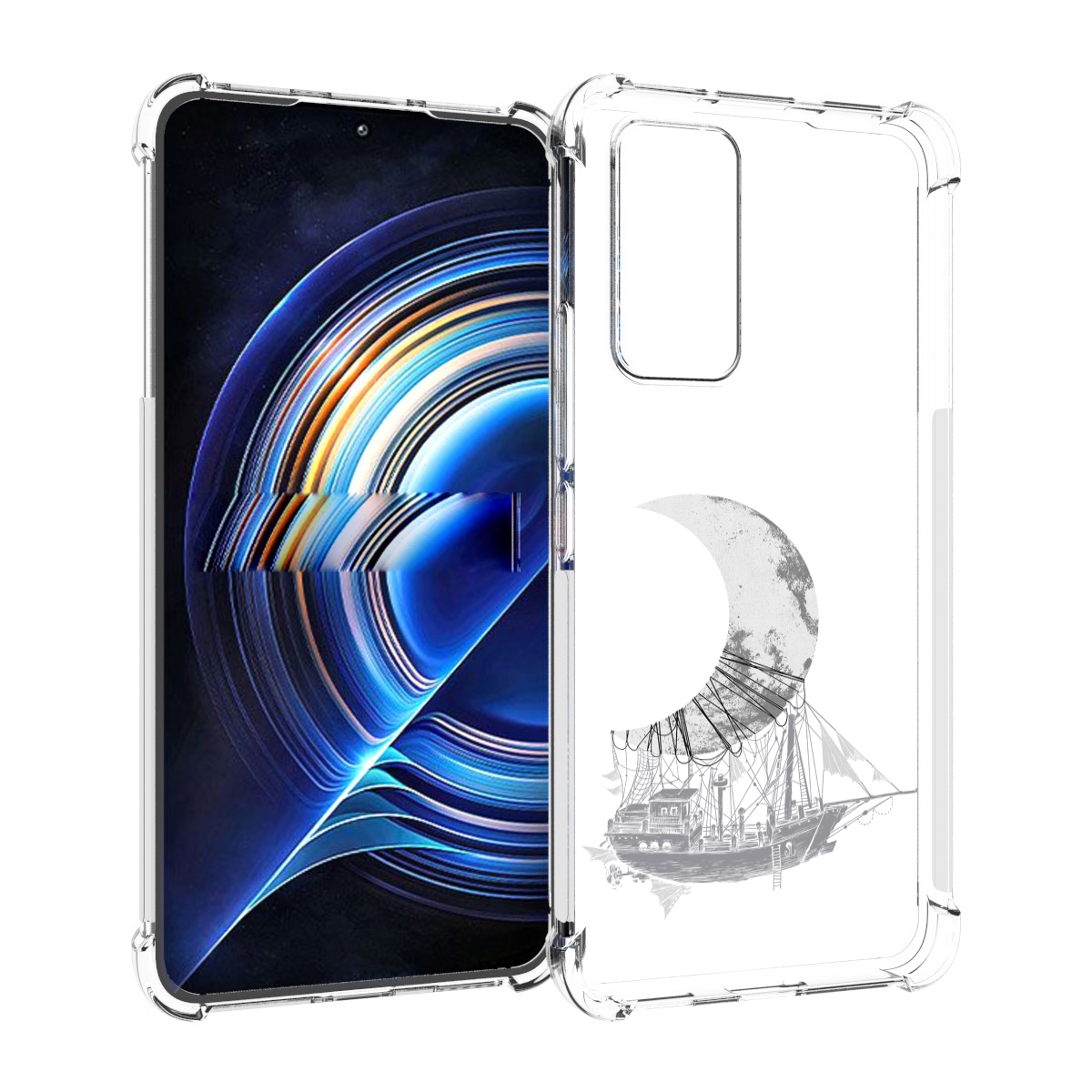 

Чехол MyPads черно белый корабль полумесяц для Tecno Camon 19 Neo, Прозрачный, Tocco