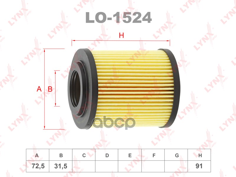 

Фильтр Масляный Lynxauto Lo-1524 LYNXauto LO-1524