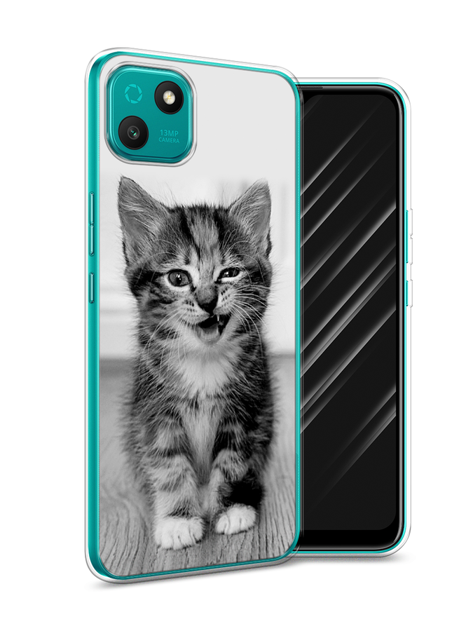 

Чехол Awog на Wiko T10 "Подмигивающий котенок", Белый;черный