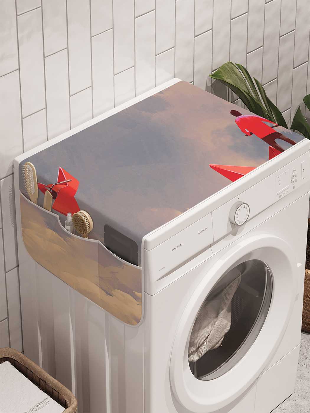 фото Органайзер для хранения ambesonne "облачное плавание" на стиральную машину, 45x120 см