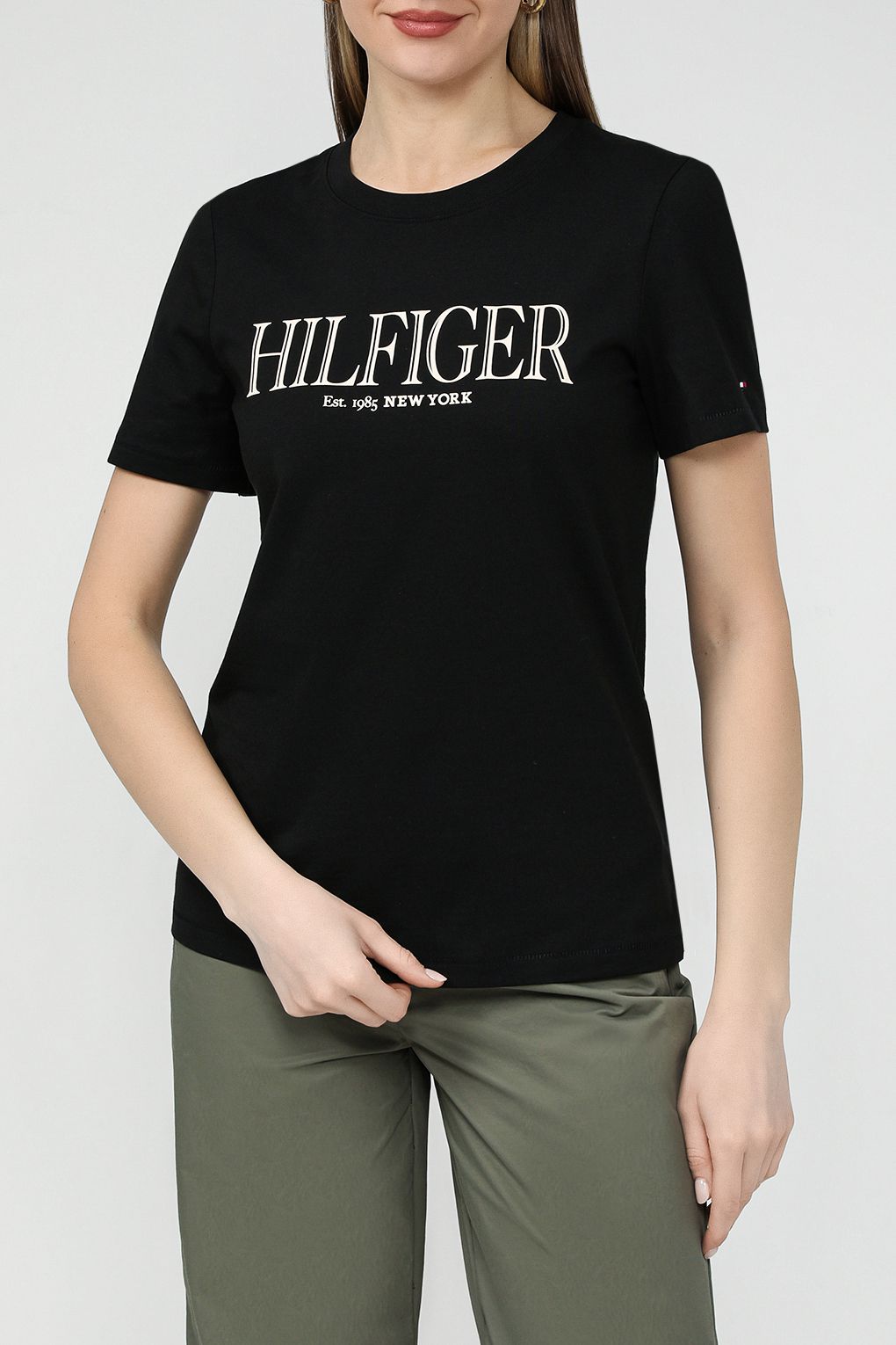 

Футболка женская Tommy Hilfiger WW0WW41043 черная S, Черный, WW0WW41043