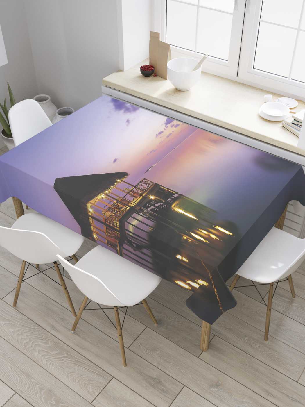 

Скатерть прямоугольная JoyArty "Отдых на причале" из оксфорда, 180x145 см, Синий, Отдых на причале