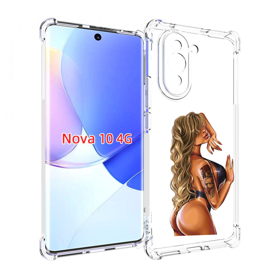 

Чехол MyPads девушка-в-черном-кожаном-купальнике женский для Huawei Nova 10, Прозрачный, Tocco