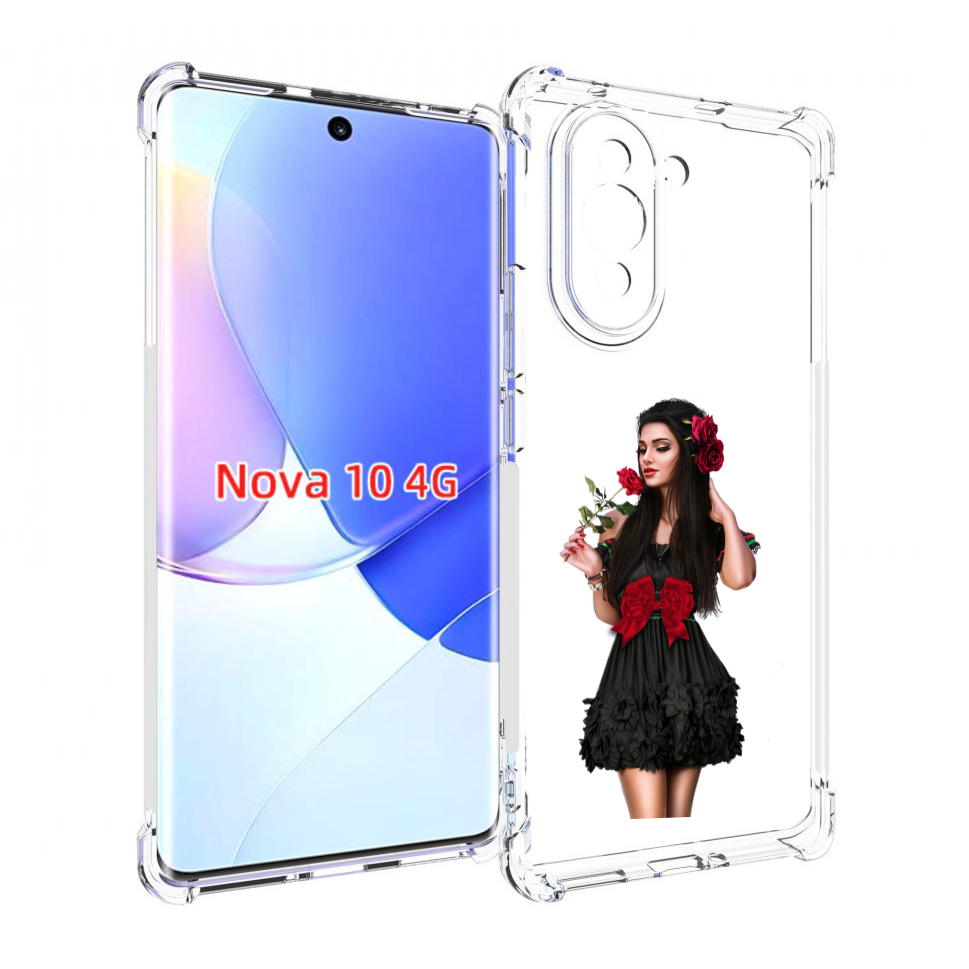 

Чехол MyPads девушка-в-черном-платье-с-розой женский для Huawei Nova 10, Прозрачный, Tocco