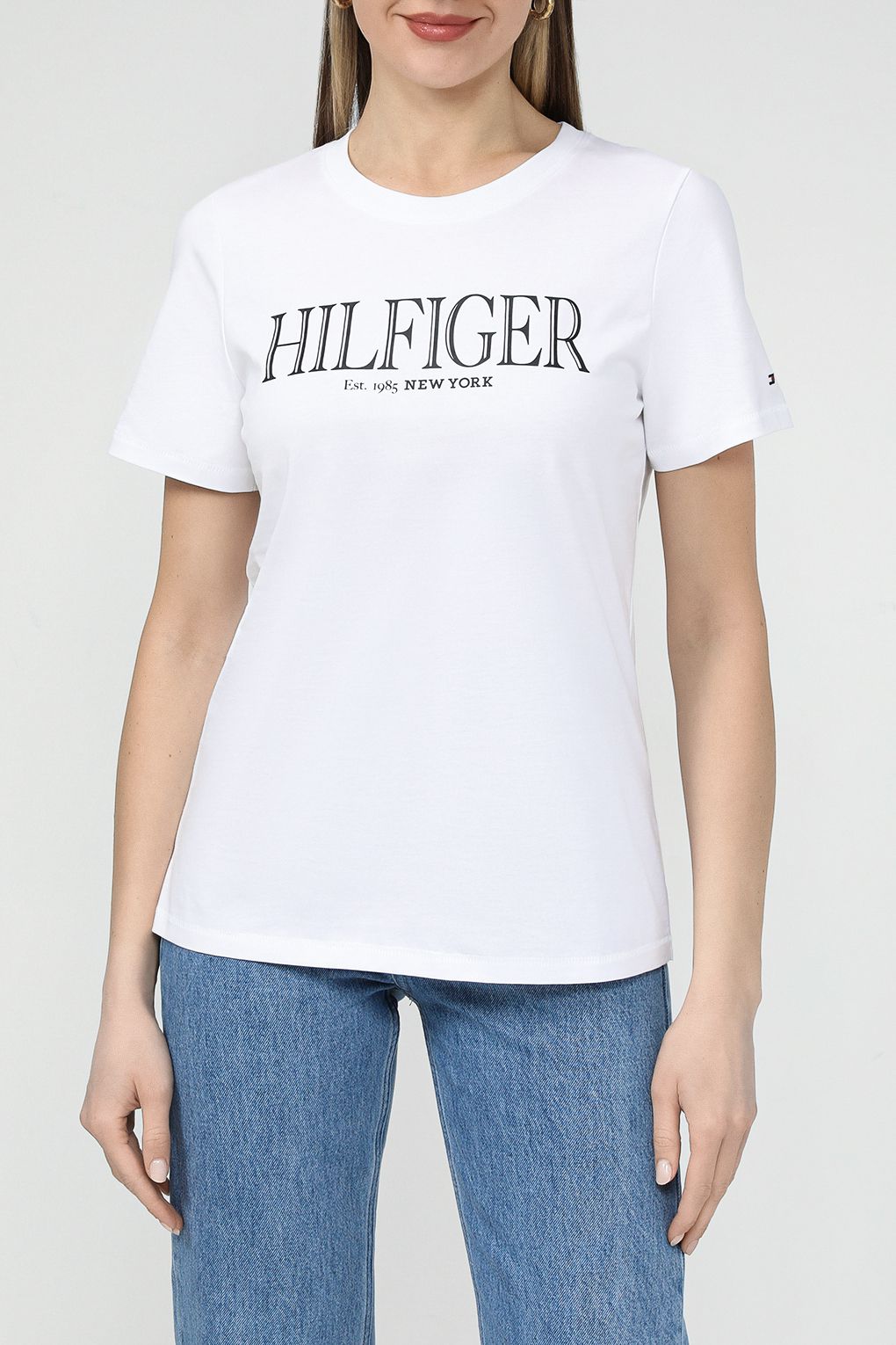 

Футболка женская Tommy Hilfiger WW0WW41043 белая L, Белый, WW0WW41043