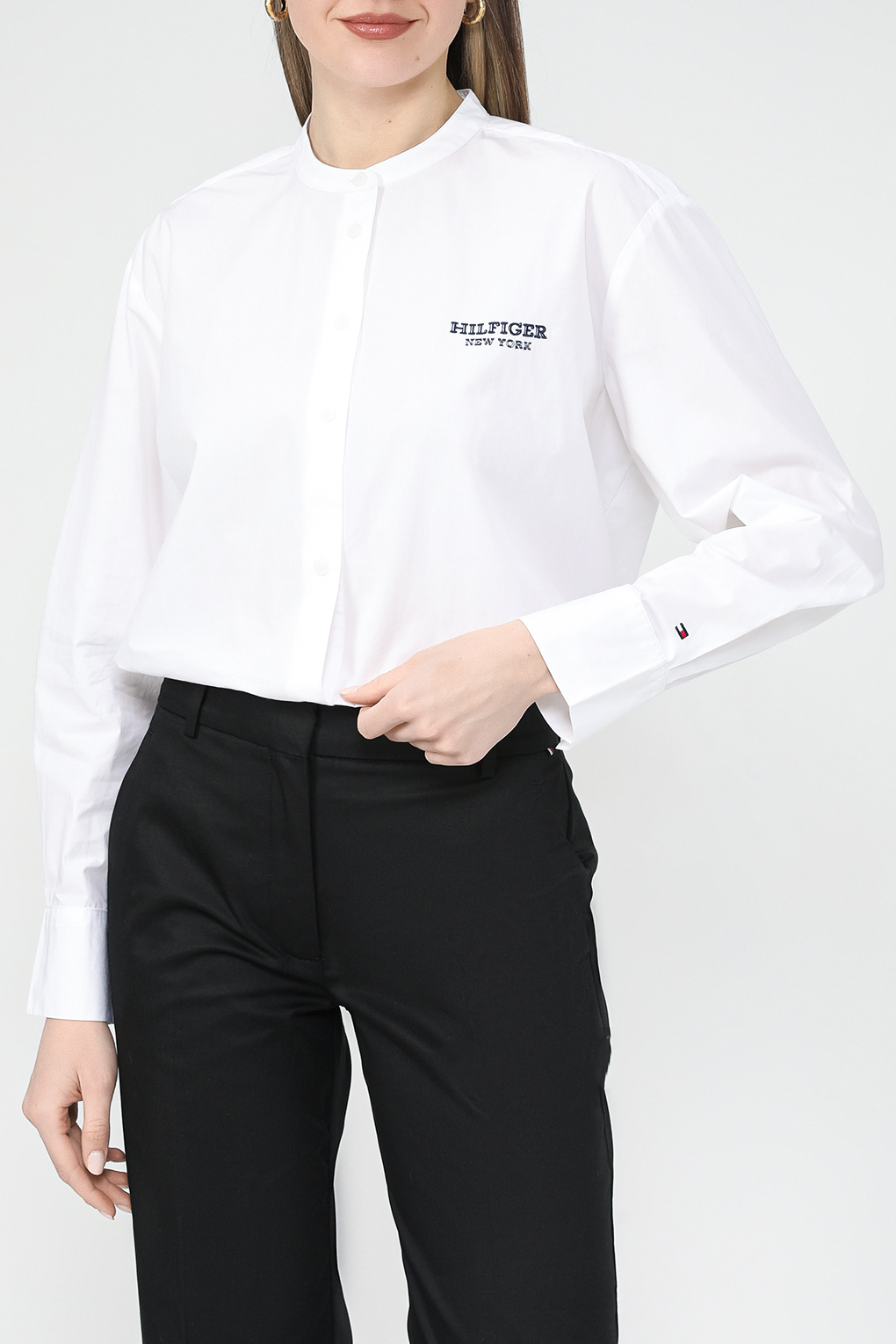 

Рубашка женская Tommy Hilfiger WW0WW41150 белая 40, Белый, WW0WW41150