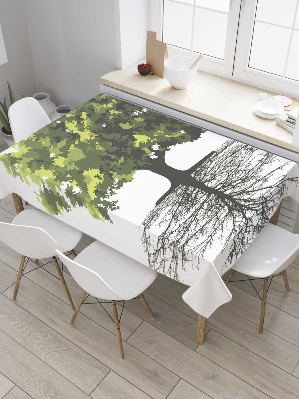 

Скатерть прямоугольная JoyArty "Дерево с корневой системой" из оксфорда, 180x145 см, Белый, Дерево с корневой системой