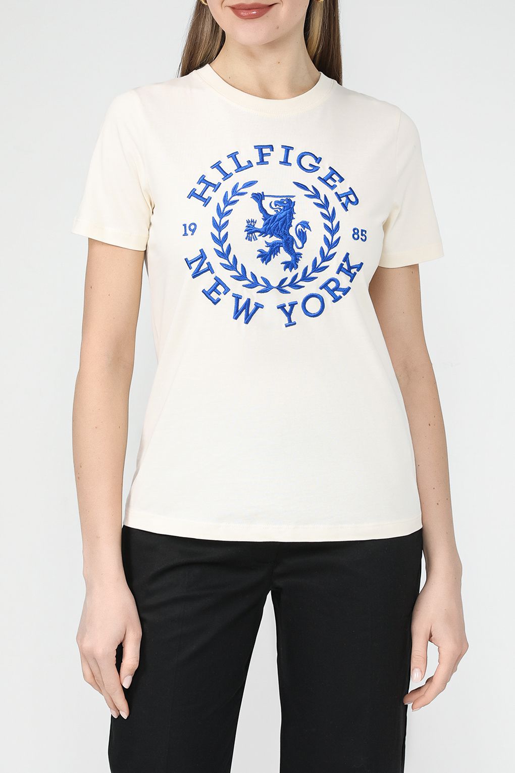 

Футболка женская Tommy Hilfiger WW0WW41058 белая S, Белый, WW0WW41058