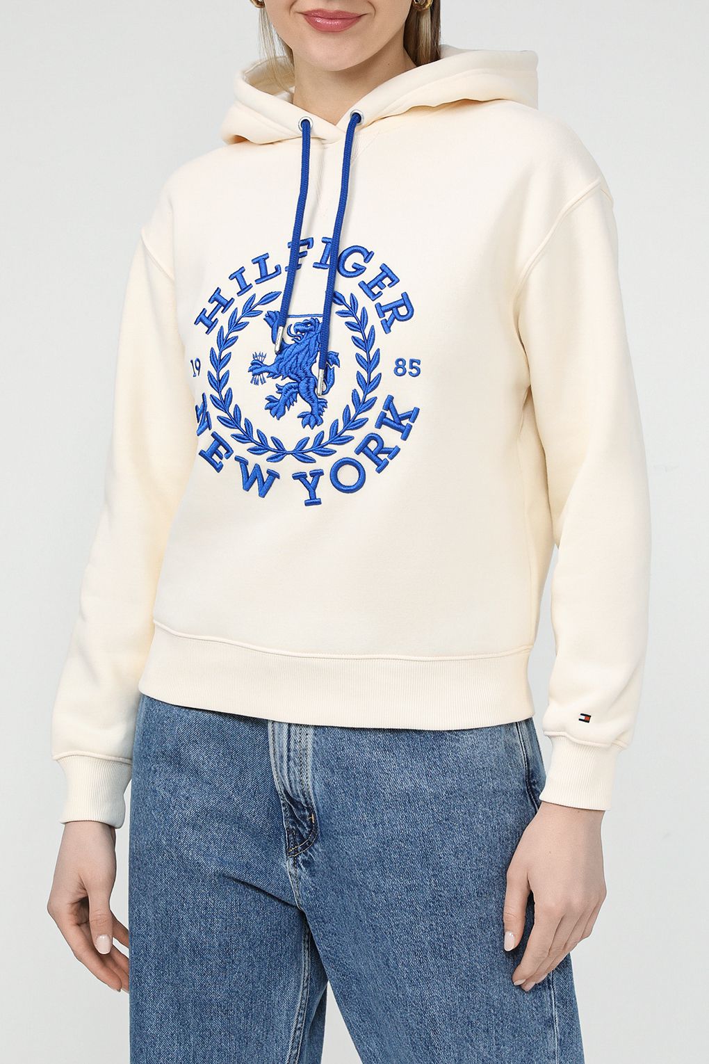 

Худи женское Tommy Hilfiger WW0WW40577 белое L, Белый, WW0WW40577