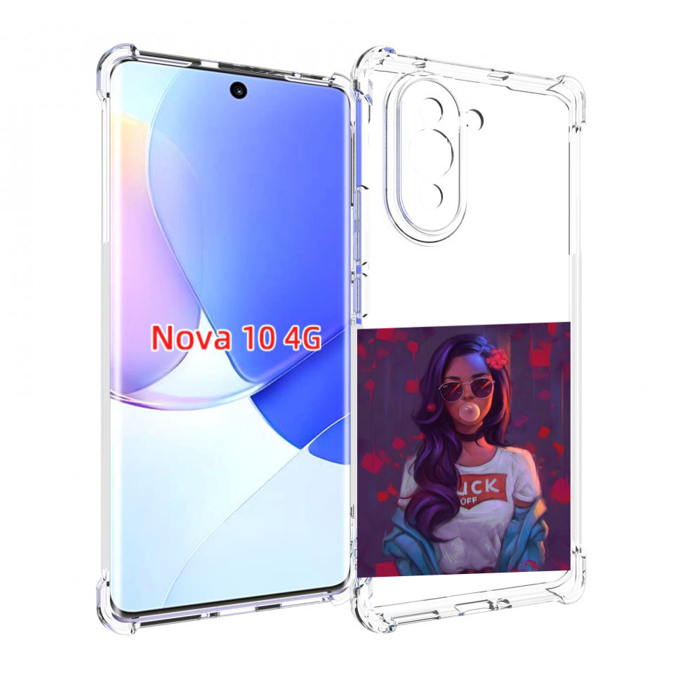 

Чехол MyPads девушка-с-жвачкой женской для Huawei Nova 10, Прозрачный, Tocco