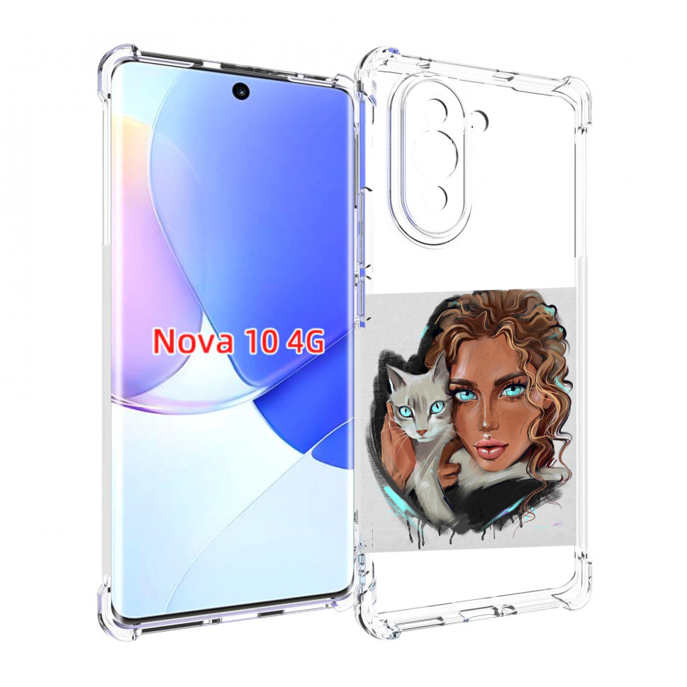 

Чехол MyPads девушка-с-котом-голубые-глаза женский для Huawei Nova 10, Прозрачный, Tocco