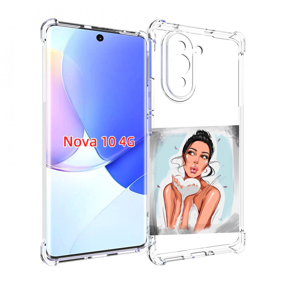 

Чехол MyPads девушка-с-пеной женский для Huawei Nova 10, Прозрачный, Tocco