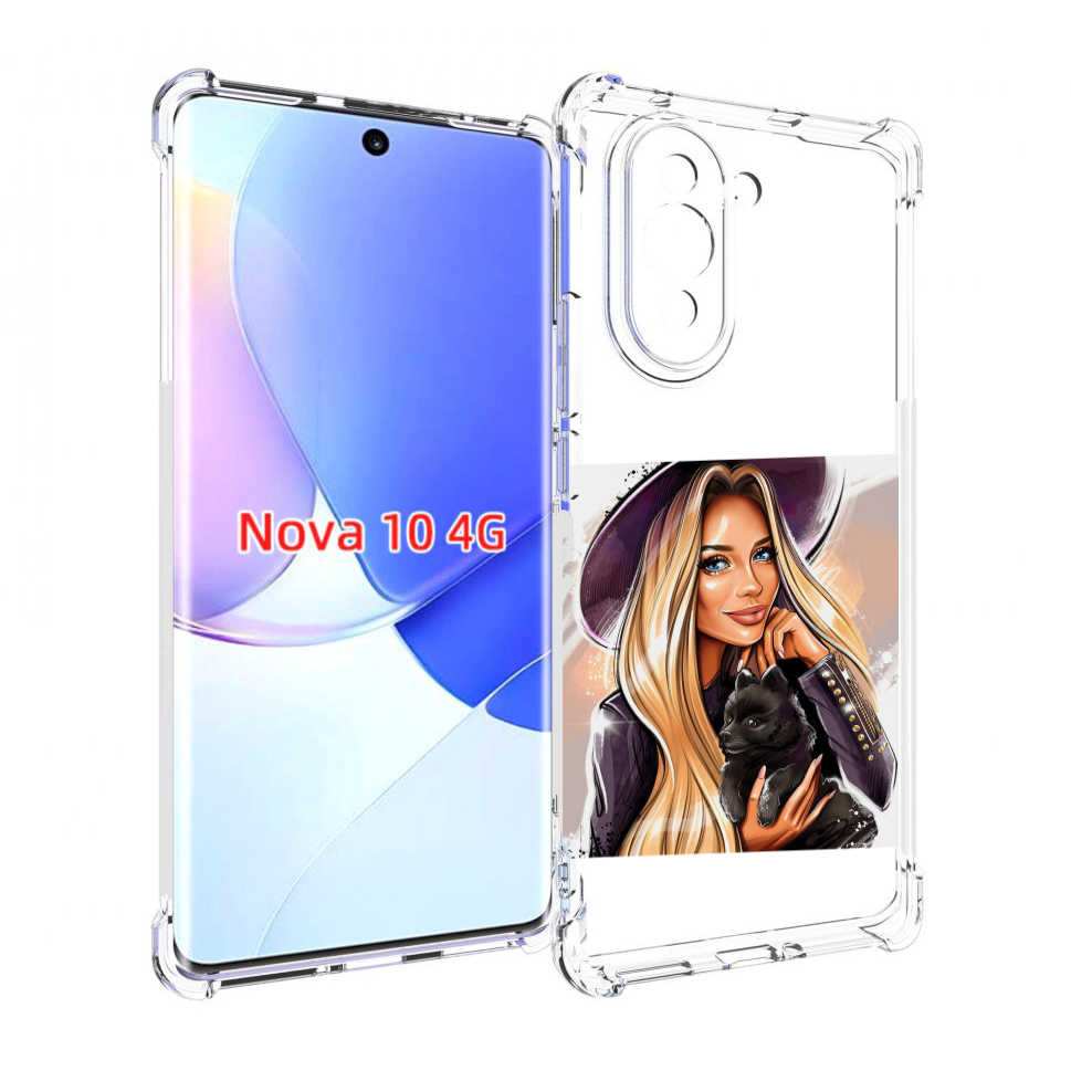 

Чехол MyPads девушка-с-черным-щенком женский для Huawei Nova 10, Прозрачный, Tocco