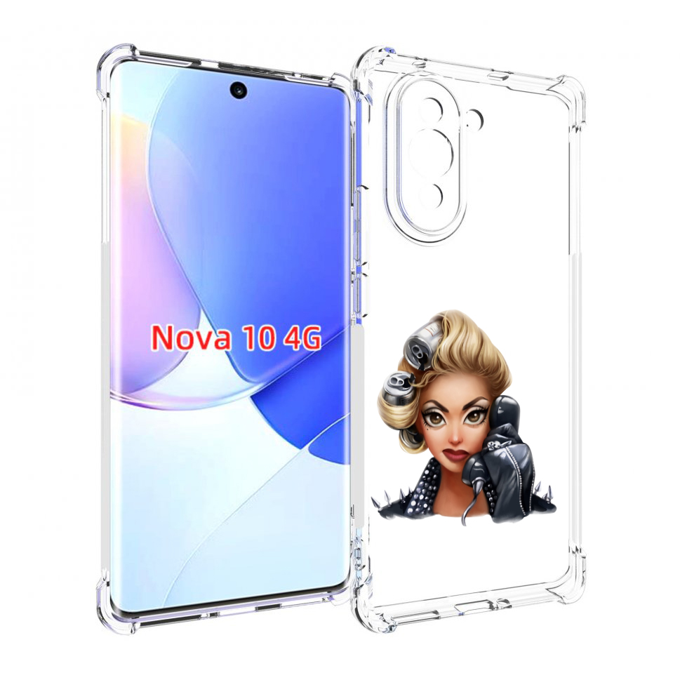 

Чехол MyPads девушка-смайлик-с-телефоном женский для Huawei Nova 10, Прозрачный, Tocco