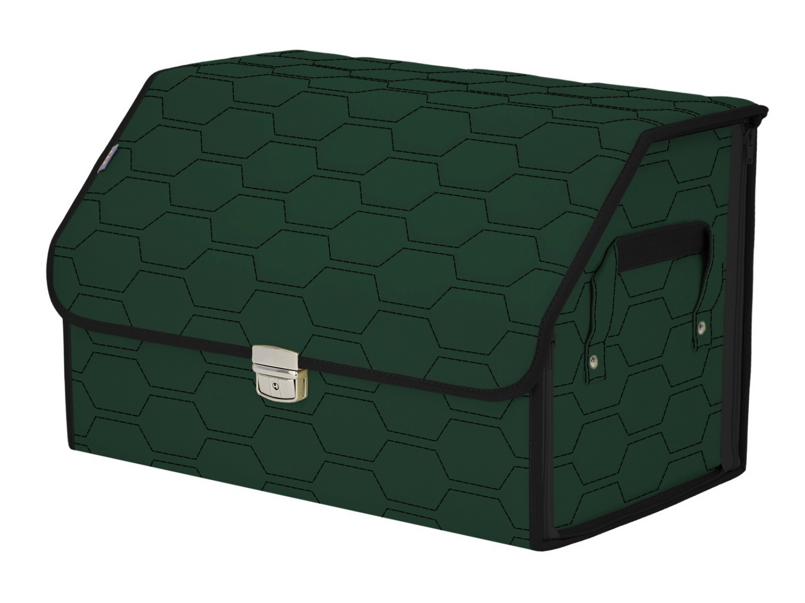 фото Органайзер-саквояж в багажник союз премиум (размер l), зеленый с черной прострочкой соты. a&p