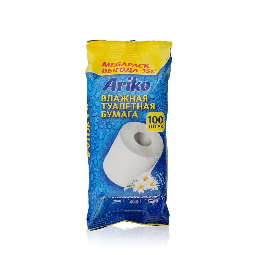 Влажная туалетная бумага Ariko с ароматом ромашки 100шт