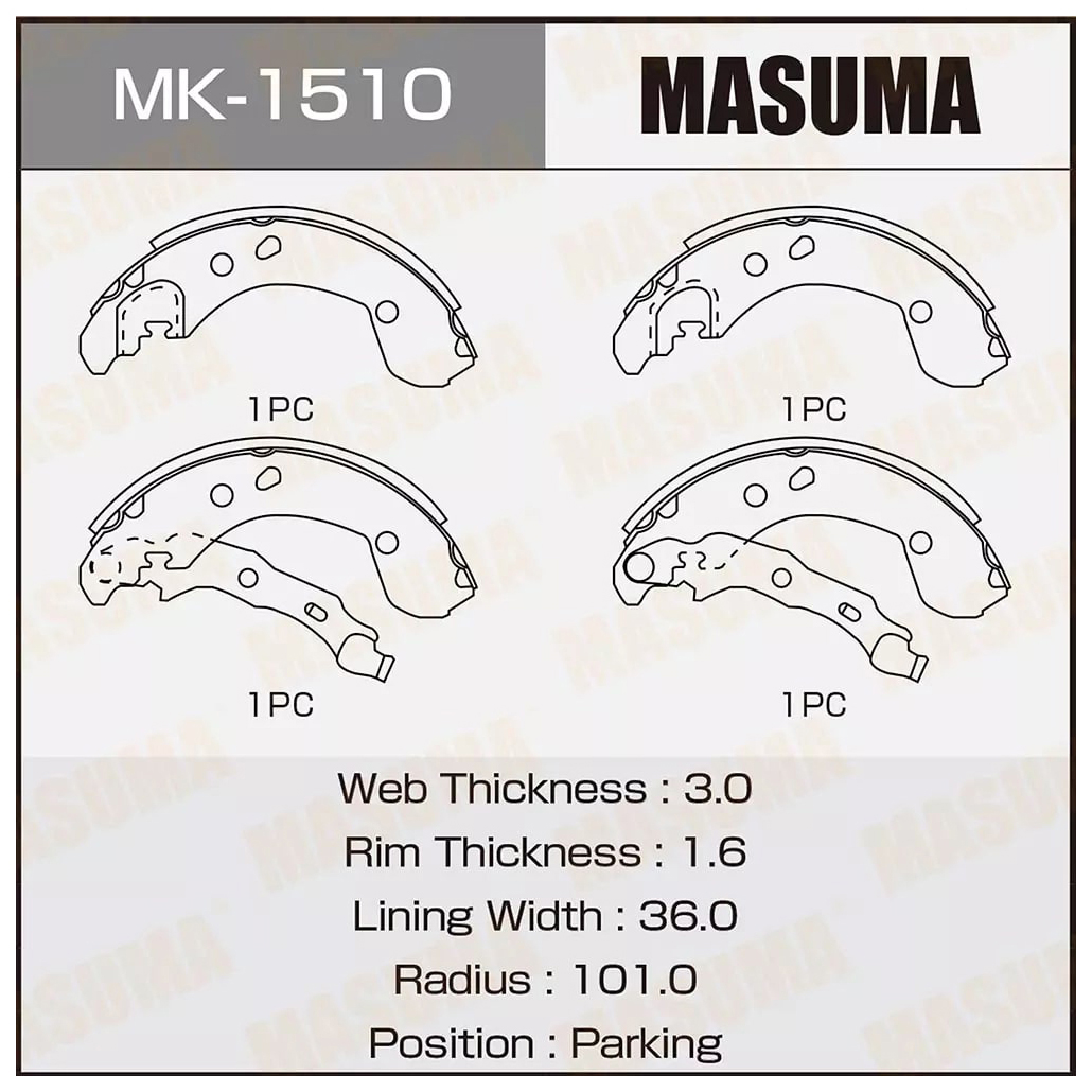 

Тормозные колодки MASUMA барабанные mk1510