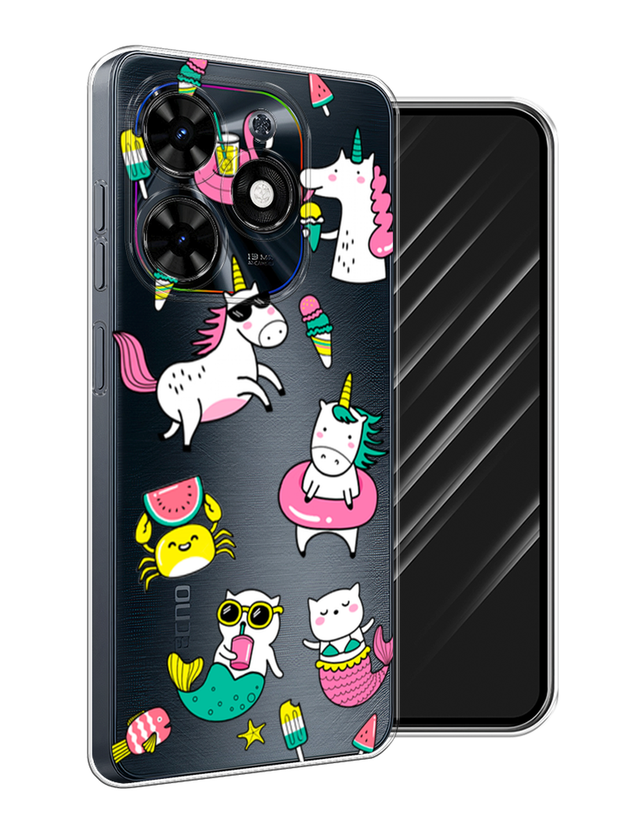 

Чехол Awog на Tecno Spark 20C "На отдыхе", Белый;бирюзовый;розовый, 304950-1