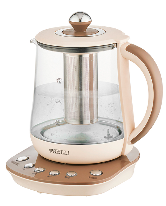Чайник электрический KELLI KL-1377 1.7 л бежевый чайник kelli kl 4476 2 5l