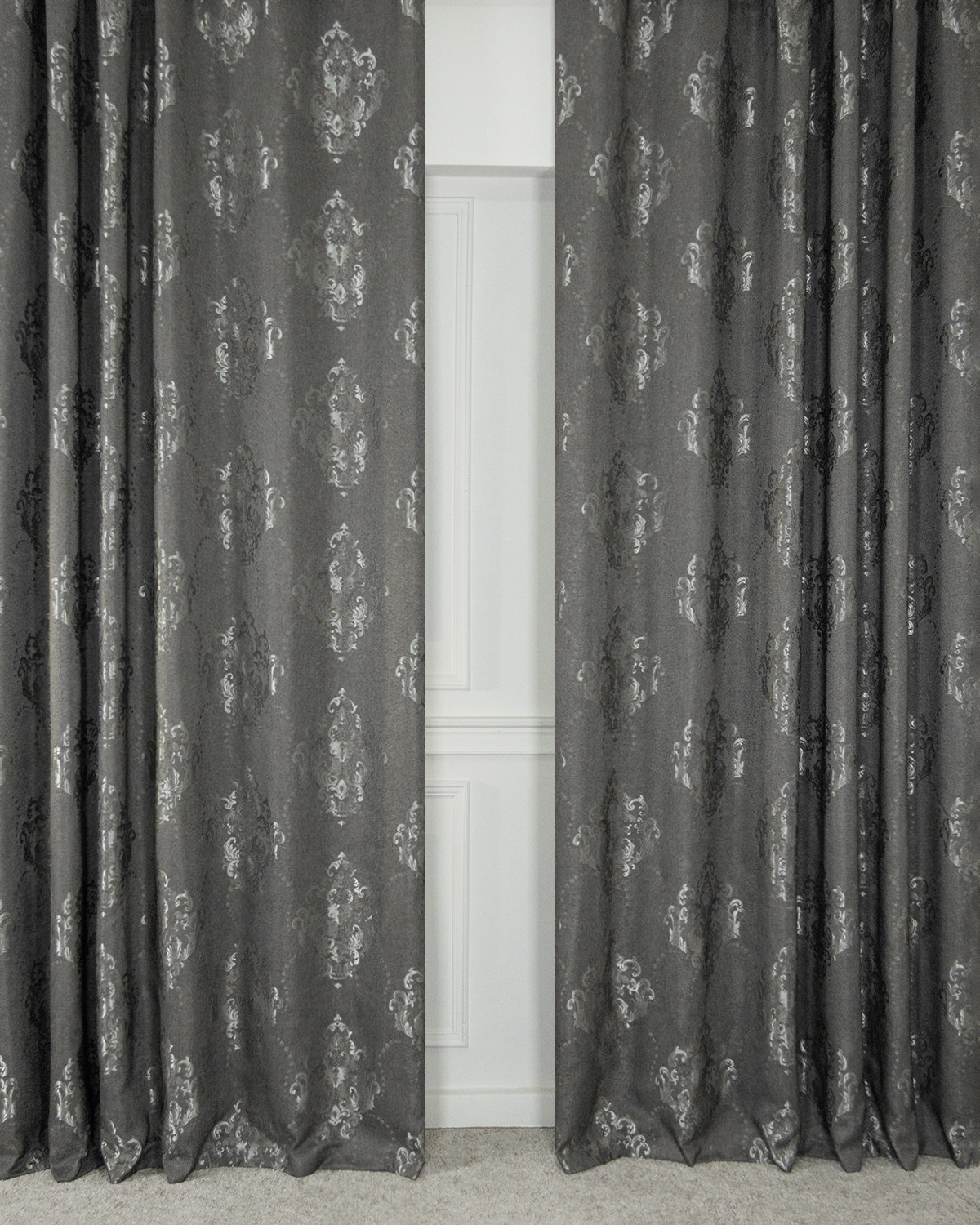 

Штора с вензелями Evrika Home 150x245 Ренессанс Графит, Ренессанс