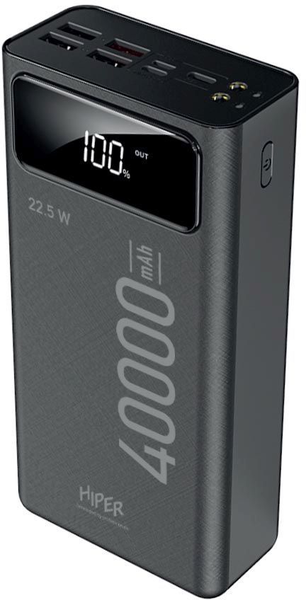 

Внешний аккумулятор Hiper DELTA 40000mAh 3A QC PD 5xUSB черный
