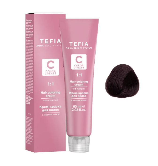 Купить Крем-краска для волос Tefia ABS с маслом монои 3.6 темный брюнет махагоновый, 60 мл